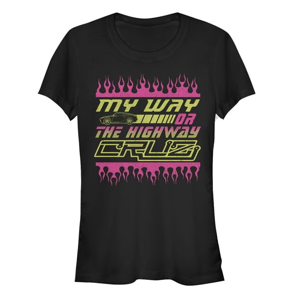 Junior's Cars My Way or Highway  Graphic Tee Black Medium