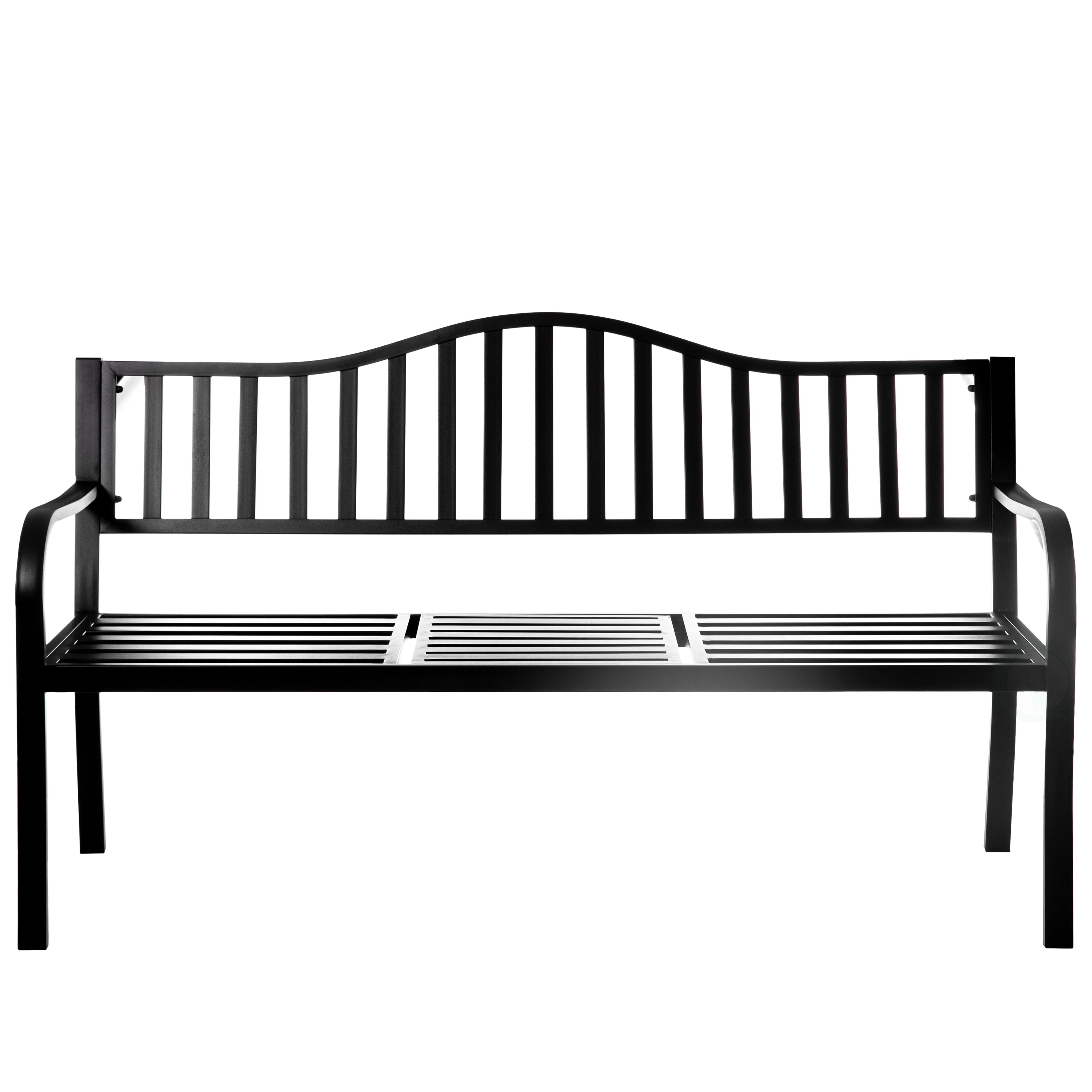 Outdoor Powder Coated Steel Park Bench, Garden Bench with Pop Up Middle