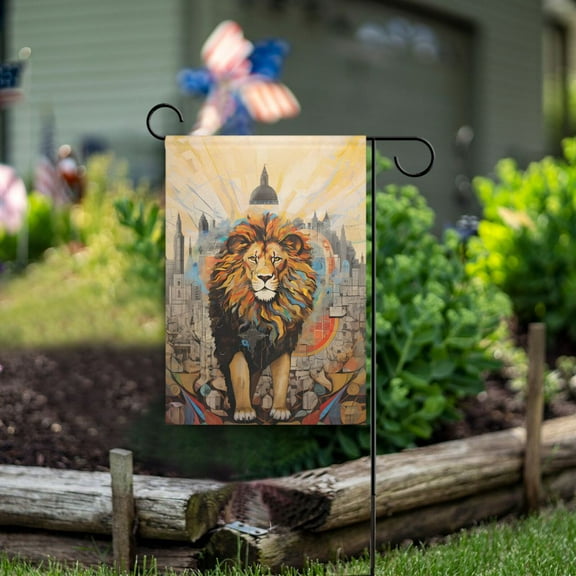Lion Ruins Garden Flag Double Sided Outdoor Banners for Courtyard Outdoor Lawn Farmhouse Holiday Decorations