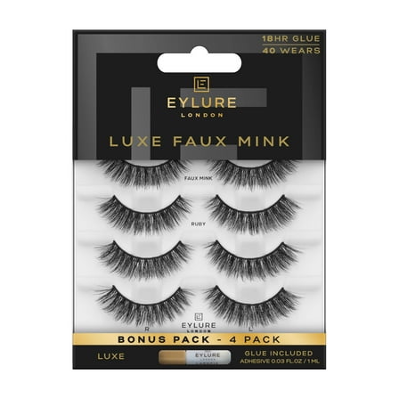 Eylure Luxe Faux Mink Ruby Eyelash Multipack, 4 pair