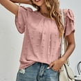 thumbnail image 4 of IROINNID Womens Fashion Short Sleeves Round Neck Solid Color Loose Tops Blouse Knitted Sweater Spring Saving Sale, 4 of 8