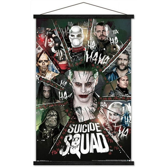 DC Comics Movie - Suicide Squad - Circle Wall Poster with Wooden Magnetic Frame, 22.375" x 34"