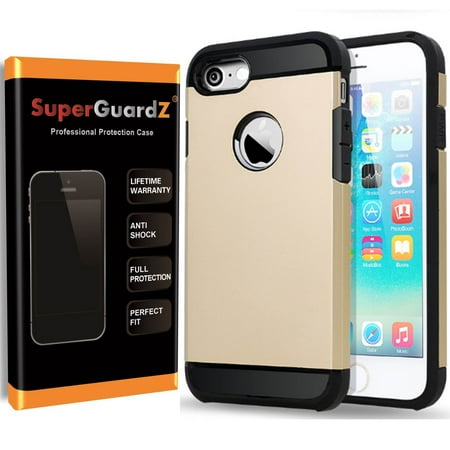 For iPhone 8 / iPhone 7 Case, SuperGuardZ Heavy-Duty Anti-Shock Protective Cover Armor Guard Shield[Gold] + LED Stylus Pen