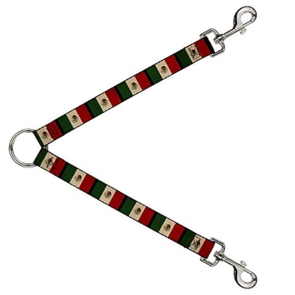 Buckle Down Dog Leash Splitter Mexico Flag Distressed 1 Foot Long 1 Inch Wide