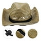 thumbnail image 3 of Sombrero vaquero clásico de paja trenzada, sombrero de vaquero, sombrero de playa de verano, sombrero para el sol al aire libre., 3 of 7