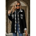 thumbnail image 4 of Stylish Contrast Dropped Shoulder Coat (L, Grey), 4 of 5