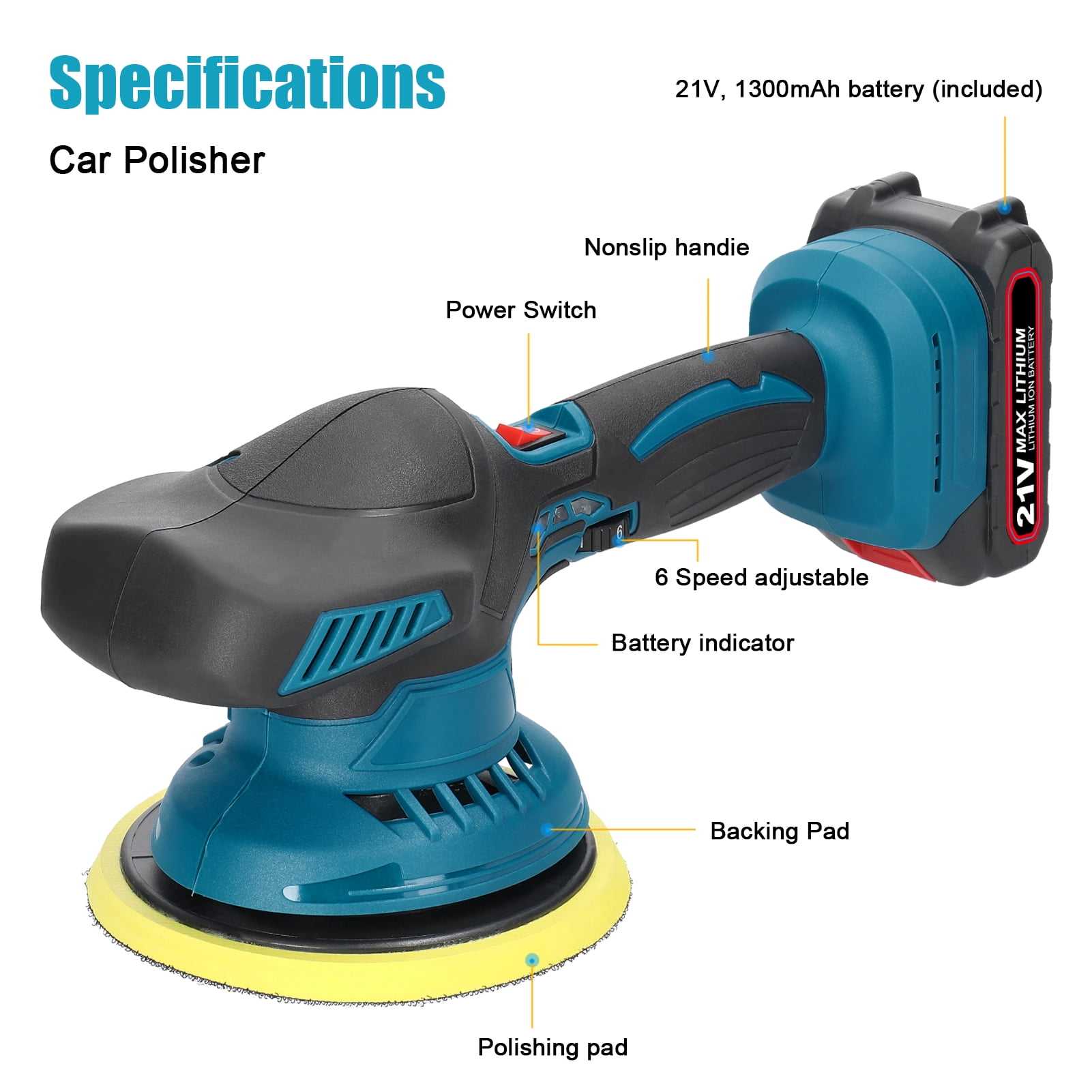 Anself Car Paint Buffers Polisher, 6 Variable Speed Sander, 6 inch 155mm Car Polisher High Efficient Auto Waxing Polishing Machine