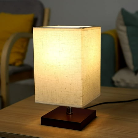 Dllt Led Fabric Bedside Table Lamp Square Minimalist Solid Wood Desk Nightstand With Flaxen Shade For Bedroom Kids Room College Dorm Coffee Canada Dllt Led Fabric Bedside Table Lamp, Very Small Desk Lamp