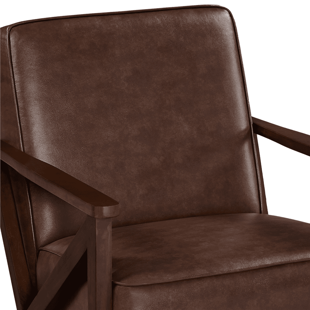 Renwick Faux Leather Armchair for Living Room, Dark Brown