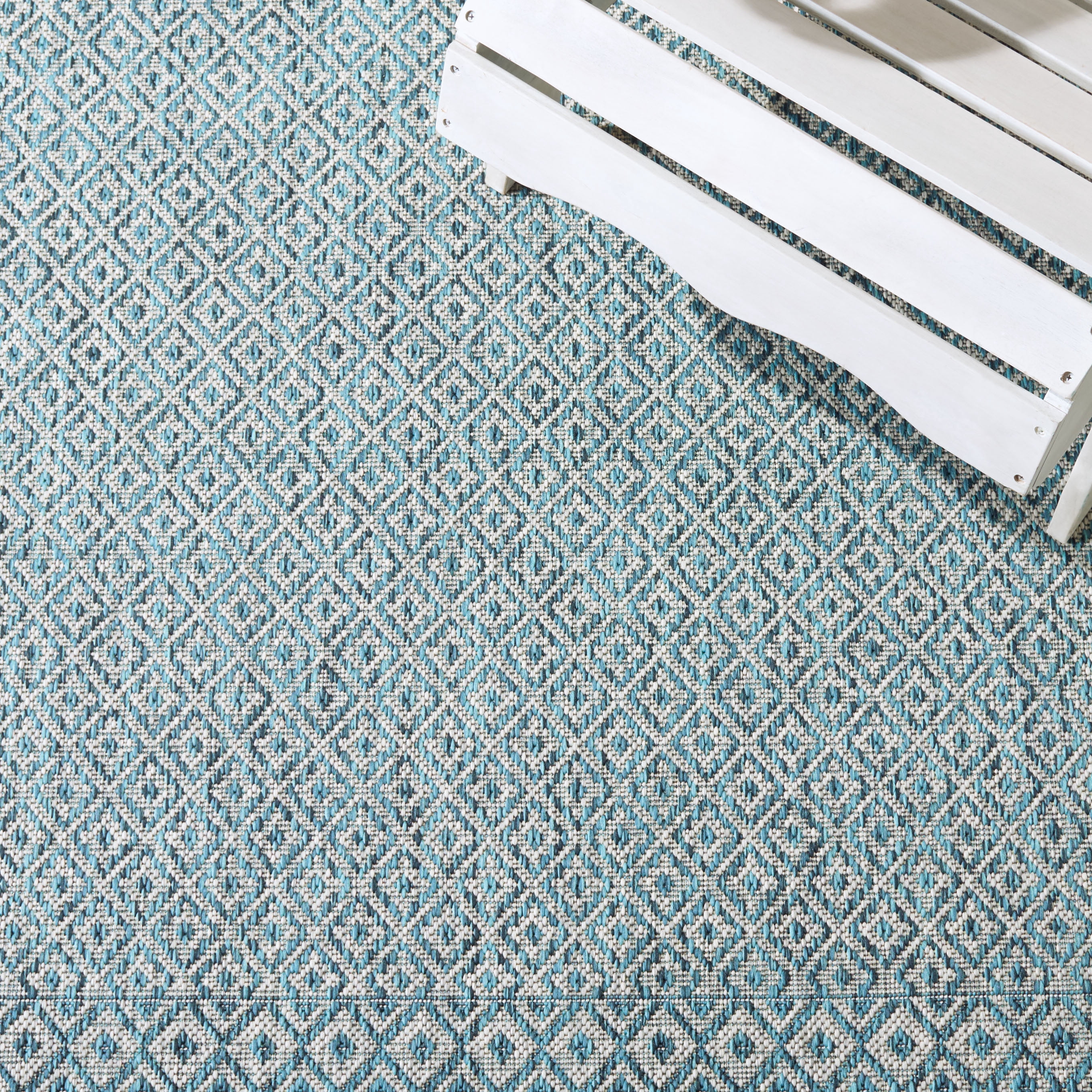SAFAVIEH Courtyard Evander Geometric Indoor/Outdoor Area Rug, Gray/Aqua, 2' x 3'7"