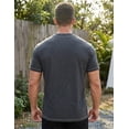 thumbnail image 2 of Men's Casual Henley Shirt Short Sleeve Cotton Fashion T-Shirt with Pocket, Retro Textured Slim Fit Summer Top Black Grey M, 2 of 7