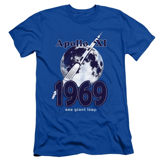 Nasa One Giant Leap Adult 30/1 T-Shirt Royal Blue