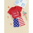 thumbnail image 5 of Kids Boys Shorts Set, Short Sleeve Letters Print T-shirt with Stars Striped Shorts for Independence Day, 5 of 10