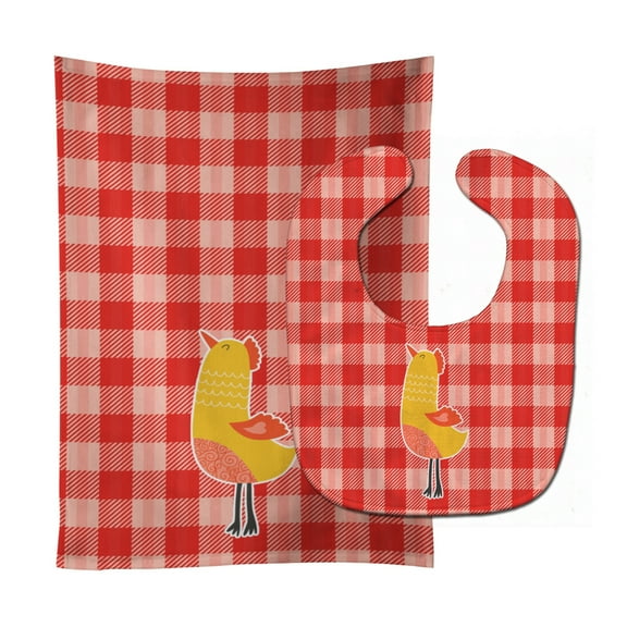 Chicken Baby Bib and Burp Cloth