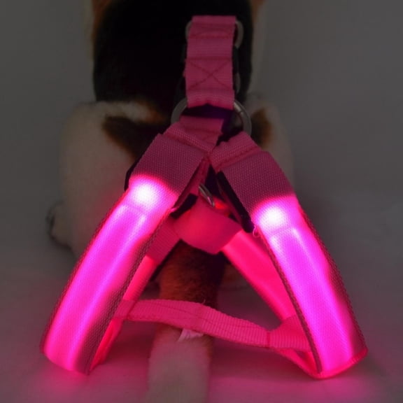IUAMXWU LED Light Up Reflective Harness - Pink XS Rechargeable Cloth for Dogs Night Walking