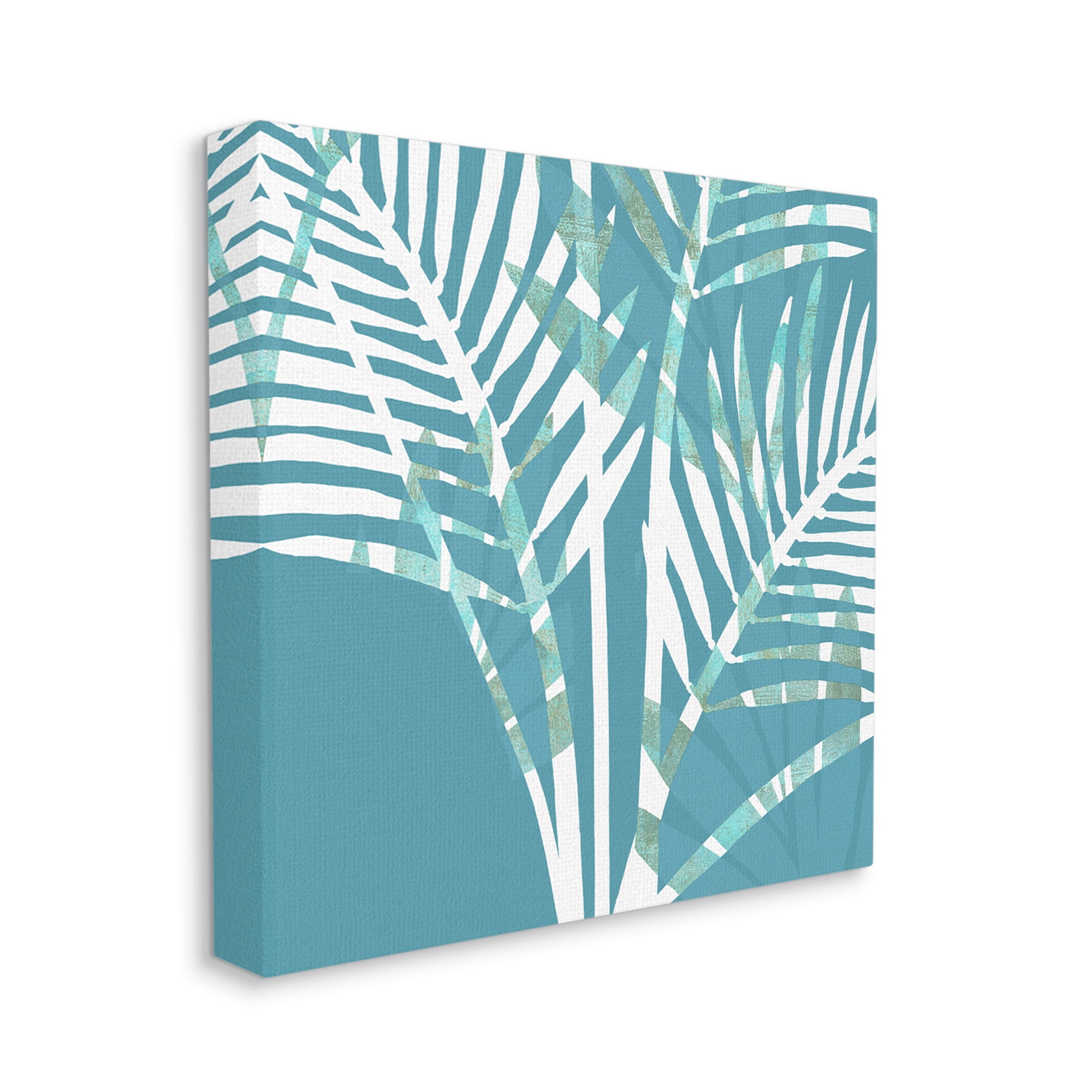 Stupell Industries Blue Modern Plant Leaves Botanical & Floral Painting Gallery Wrapped Canvas Art Print Wall Art, 24 x 24