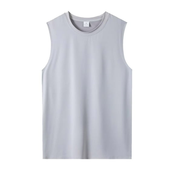 Wyobmus Men's Sleeveless Muscle Shirts Quick Dry Undershirt Vest Loose Lightweight Round Neck Gym Workout T Shirt Gray