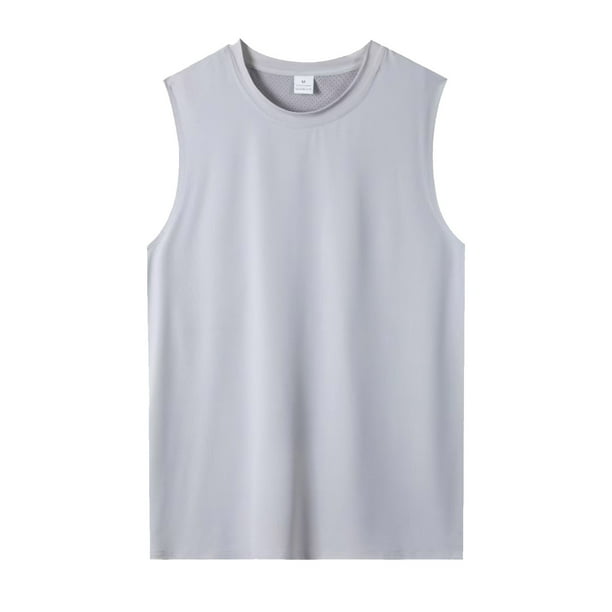 Tops de Verano de Algodón, Deportes de los Hombres Transpirable, Camisola sin Mangas Cuello Redondo