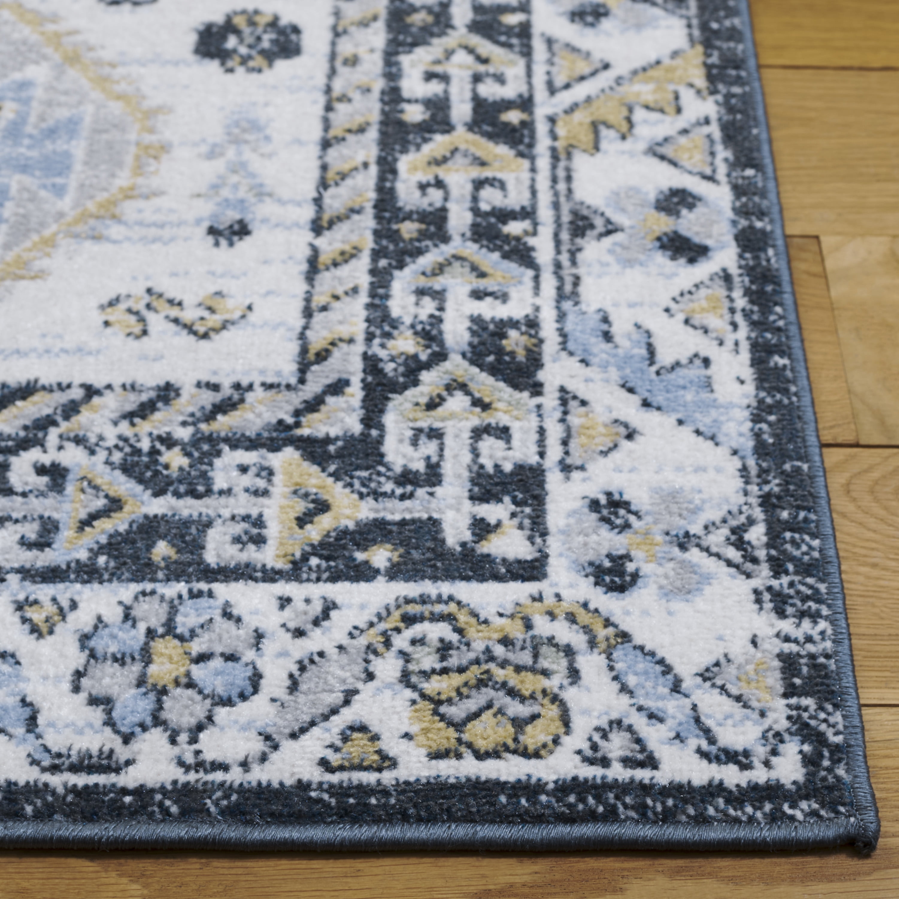 SAFAVIEH Bayside Sherwood Oriental Polyester Area Rug, Blue/Navy, 9' x 12'