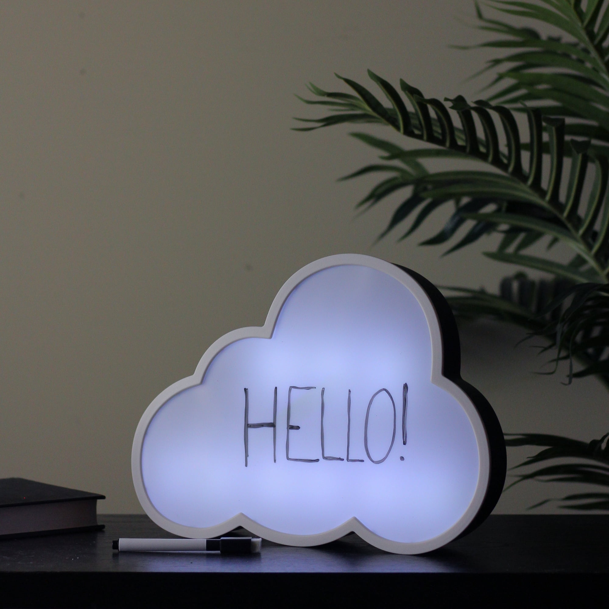 Northlight 12" Battery Operated LED Lighted Cloud Shaped White Board