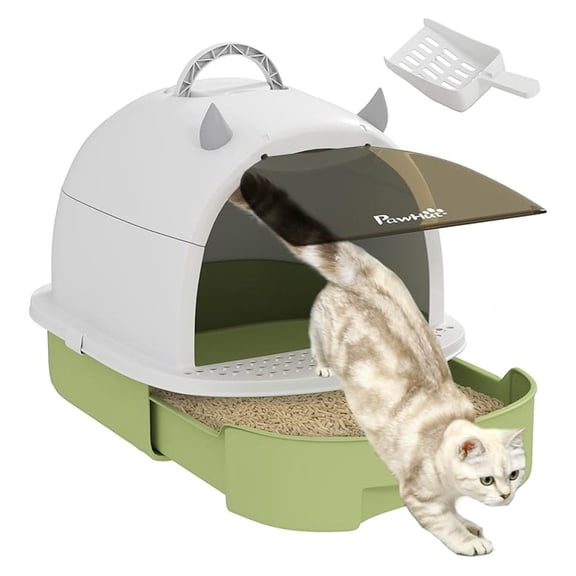 Cat Litter Box, Covered Kitty Litter Box with Lid, , Deodorizing Bags for Odor Control, Privacy, Portable, Easy to Clean, Green