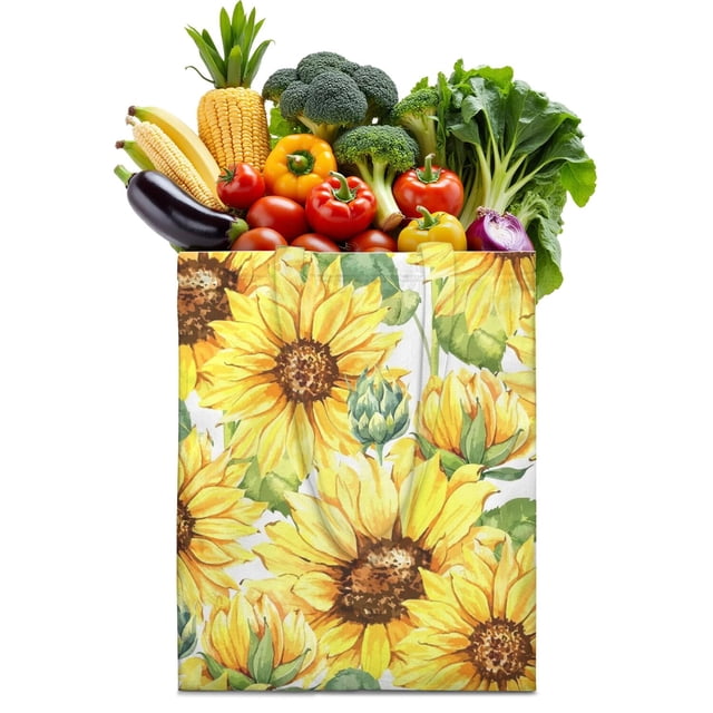 Country Chic Sunflower Print Reusable Shopping Bag - Foldable & Large Capacity Tote for Parents