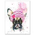 thumbnail image 2 of French Bulldog with Pink Hat - Contemporary Animal Art Canvas, 2 of 3