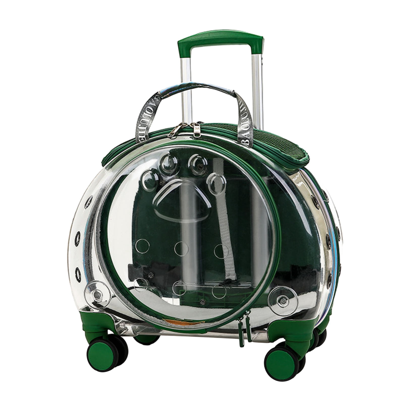 Aqzb Pet Trolley Case Clear Ventilation Holes Silent Wheels Convenient Portable Cats Dogs Backpack for Travel _Clearance Storage Holder