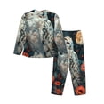 thumbnail image 2 of Rateoe Moon Flower White Owl Pattern Womens Pajamas Set Long Sleeve Sleepwear Button Down Nightwear Soft Cotton Pj Lounge Sets, 2 of 9
