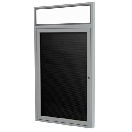 Ghent 36"x36" 1-Dr Silver Aluminum Headliner Fabric Letterboard Black