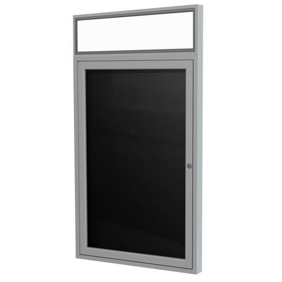 Ghent 36"x36" 1-Dr Silver Aluminum Headliner Vinyl Letterboard - Black