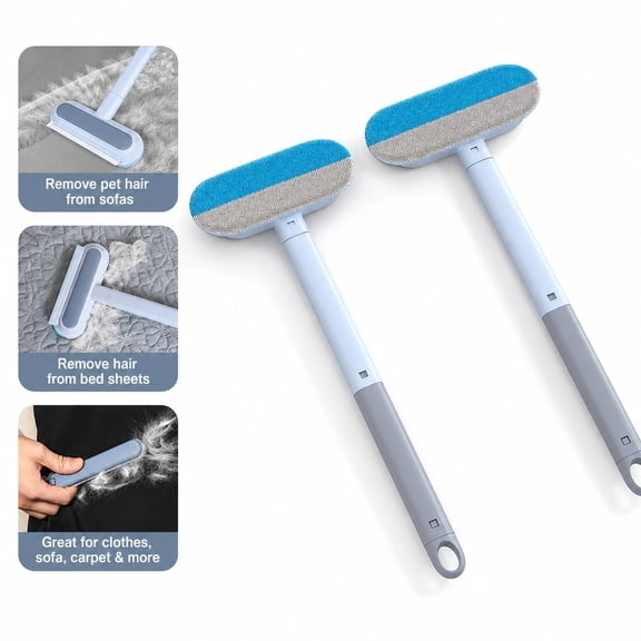 2 Pack Pet Hair Remover Brush, Double-Sided Lint Roller for Sofa, Carpet, Bed Sheet, Clothing, Long Handle Design