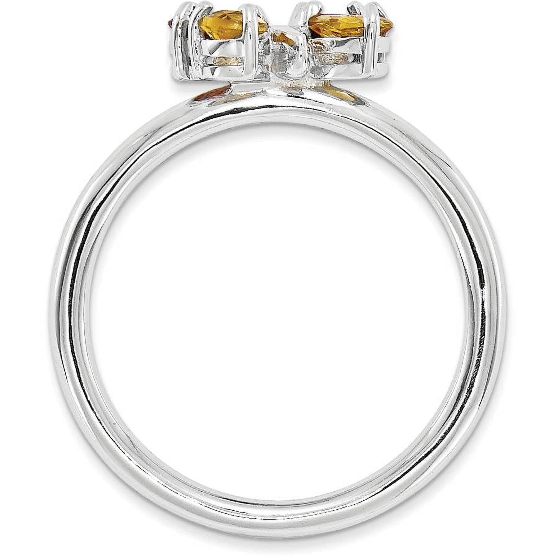 Citrine and Garnet Sterling Silver Polished Butterfly Ring