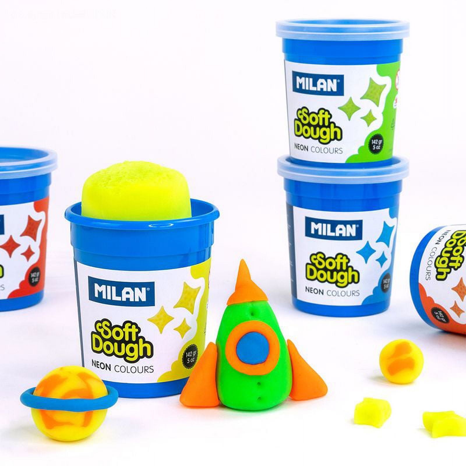MILAN Soft Dough Neon Colors Play Dough - 5 Color Multicolor
