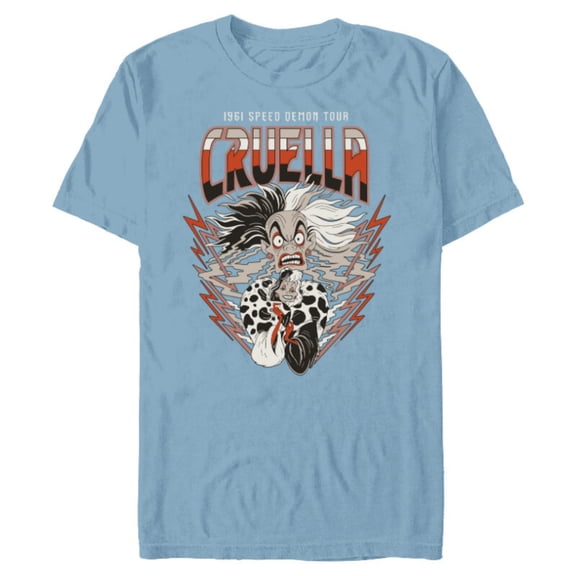 Disney Villains Cruella De Vil 1961 Speed Demon Tour Band - Short Sleeve Blended T-Shirt for Adults - Customized-Ocean Blue