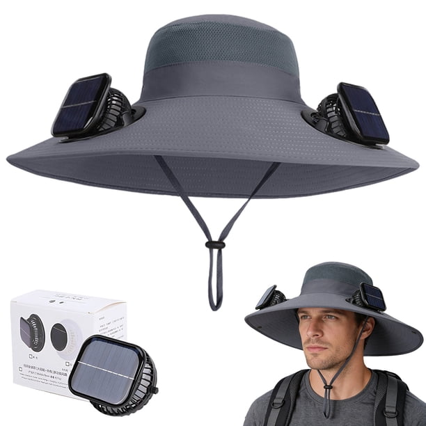 Sombrero ventilador solar de verano con ala ancha, nailon impermeable y transpirable, protección solar, ajuste regulable para actividades al aire libre como pesca y senderismo.