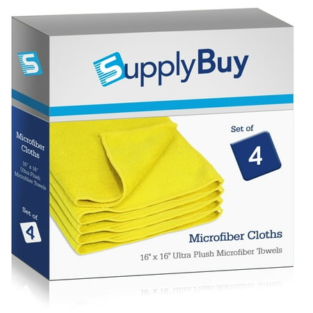 Ultra Force Browns Cloth SupplyBuy Ultra Premium Plush Microfiber Towels | Streak-Free Cleaning Cloths | Pack of 4 - 16x16 (16