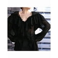 thumbnail image 6 of Women'S V-Neck Ruffle Trendy Autumn Fashion Long Sleeve Blouse Dressy Casual Outfits Tops Black L, 6 of 7