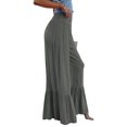 thumbnail image 2 of VISgogo, pantalones informales salvajes a la moda para mujer, pantalones de salón de pierna ancha elásticos de cintura alta de Color sólido, pantalones holgados de playa de verano VISgogo moda, 2 of 5