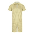 thumbnail image 3 of Yindaity Mens Short Sets 2 Piece Outfits Polo Shirt Fashion Summer Tracksuits Casual Set Short Sleeve and Shorts Set for Men Khaki,L, 3 of 5