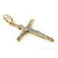 thumbnail image 4 of 14K Two Tone Gold Crucifix Cross Charm Pendant with 1.1mm Wheat Chain Necklace - 18", 4 of 6