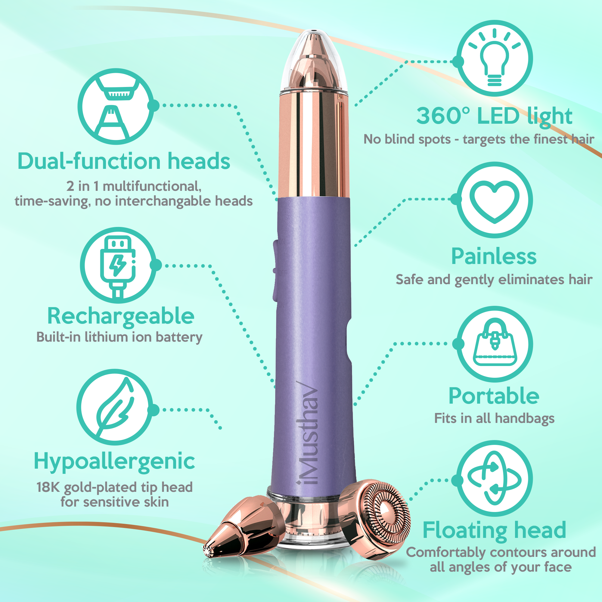 iMusthav Flawless 2-in-1 Facial Hair Remover & Eyebrow Trimmer photo 2