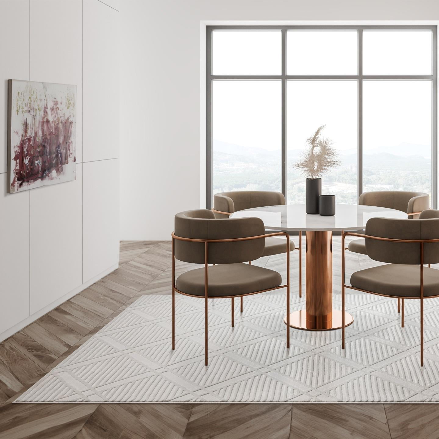 Luxe Weavers Geometric Diamond Shaped Cream 8x10 Area Rug for Living Rooms