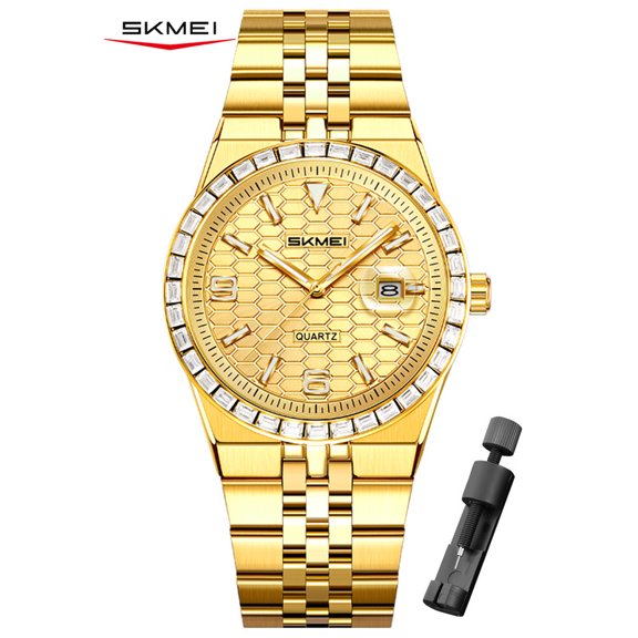 SKMEI Watches for Men,Luxury Round Big Face Business Dress Analog Quartz Mens Wristwatch Gifts for Men