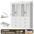 thumbnail image 2 of MEISSALIVVE Wardrobe Closet with 4 Doors and 6 Drawers, 74.8" Freestanding Armoire Storage Cabinet, Large Modern Bedroom Wardrobe, White, 2 of 7