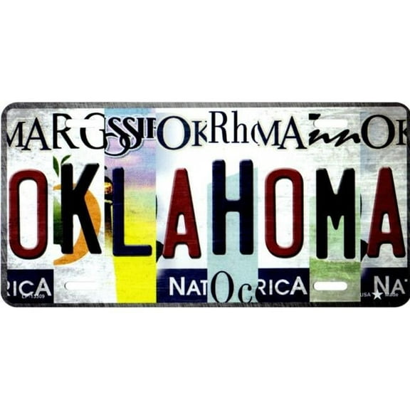 Oklahoma Strip Art Metal License Plate