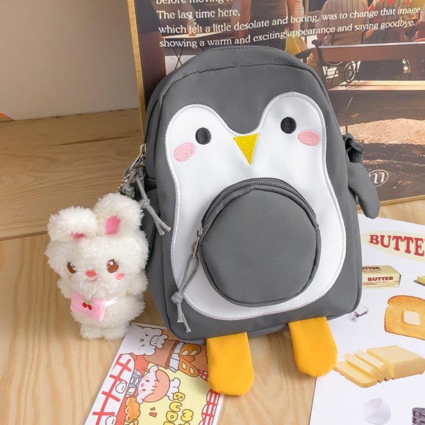 Bolso informal para mujer, lindo, Kawaii, dibujos animados, pingüino, niñas, bolsos tipo satchel (gris) Sywqhk Para Estrenar