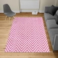 thumbnail image 1 of Modern Turkish Area Rug, Geometric Triangle Shapes Zig Zag Triggering Lines Minimalist Pattern Print, Soft Carpet for Living Room Decor with Distressed Look, 5.2' X 7.6', Hot Pink, by Ambesonne, 1 of 4