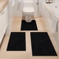 thumbnail image 6 of Vaukki Black Bathroom Rug Sets 3 Piece Ultra Soft Absorbent Shaggy Bath Mat Non Slip Toilet Rug for Bathroom, 6 of 9