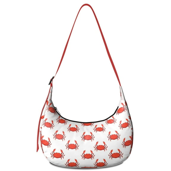 Women’s Nautical Crab Shoulder Bag – Water-Resistant Lightweight Crossbody Purse with Vintage Black and White Crab Pattern, Tropical Sea Life Inspired Design, Durable Travel Tote for Beach Lovers